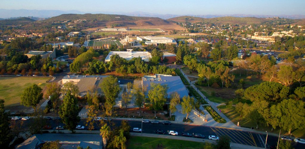 Aerial photo of Cal Lutheran's main campus.