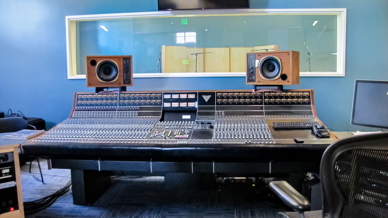 Studio A features an all-discrete, state-of-the-art 48-channel API Vision recording console with recall automation and additional outboard equipment. The console connects to a 48-channel Pro Tools HD Accel system featuring pristine Antelope audio interfaces.