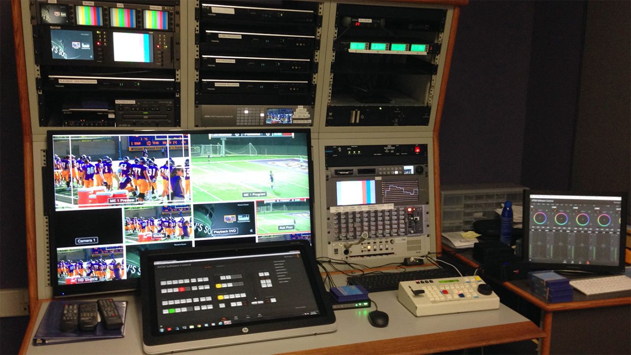 The Rolland Broadcast Center is our main sports broadcasting facility equipped with the latest digital HD systems. A variety of NCAA SCIAC sports are streamed with this facility including football, soccer, men's baseball and women's softball.
